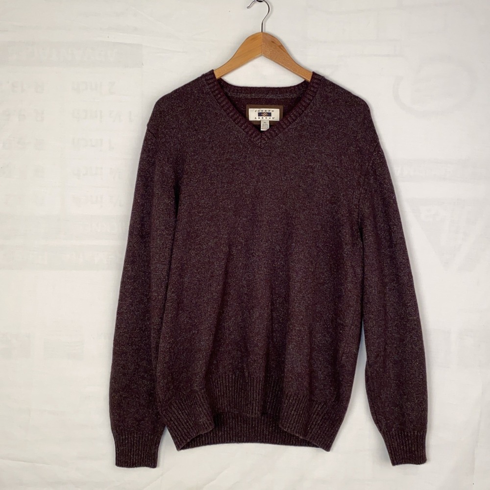 Joseph Abboud Sweater Men's XL Burgundy Wool Blend V-Neck Pullover